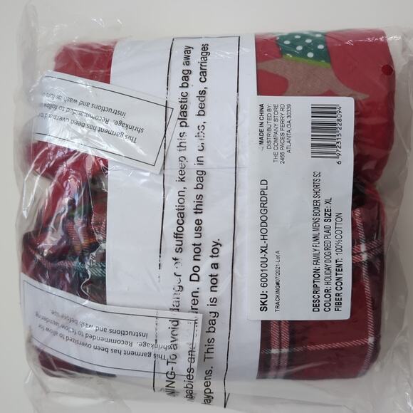 NWT The Company Store Men's Boxer Shorts 2 Pk XL Christmas Holiday Dog Red Plaid - Picture 3 of 4
